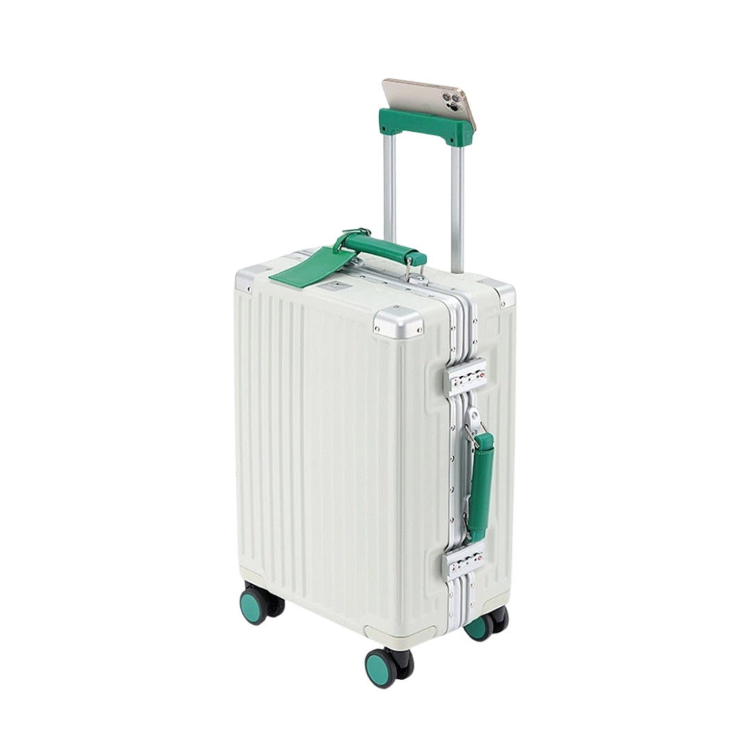 Mirwal 24” Premium Luggage — Rental Suitcase for Umrah, Hajj & Travel [White-Green]