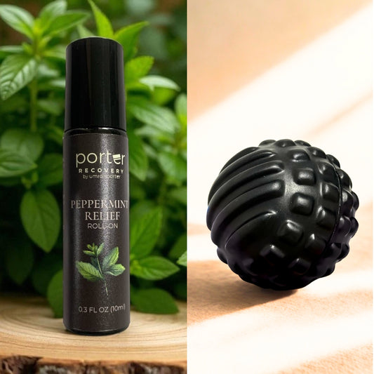 Pilgrim Recovery Kit: Peppermint Relief Essential Oil Roll-On + Fascia Massage Ball
