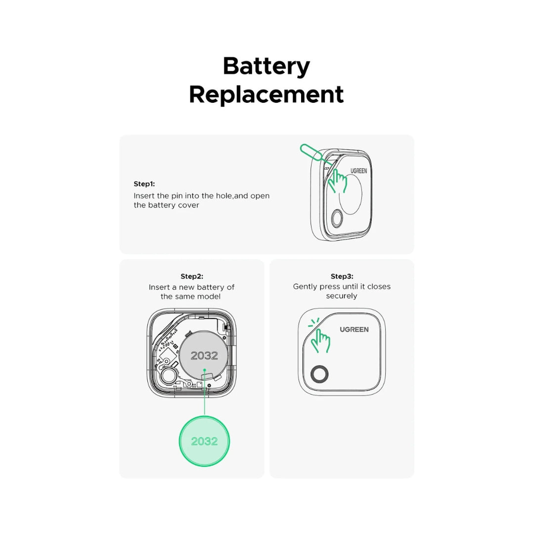 UGREEN Smart Tracker square how to replace batery