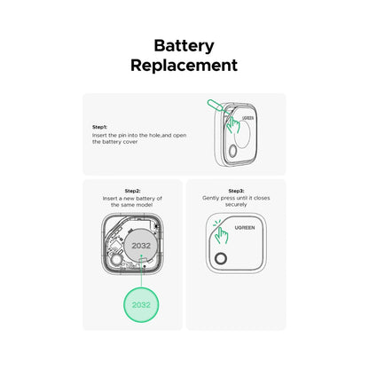 UGREEN Smart Tracker square how to replace batery