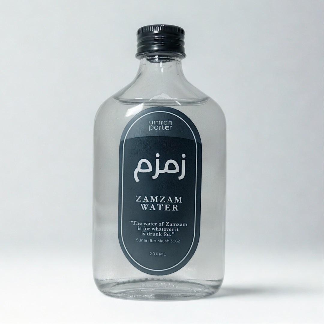 Minimalist design Zamzam glass bottle 200ml for Umrah and Hajj pilgrims